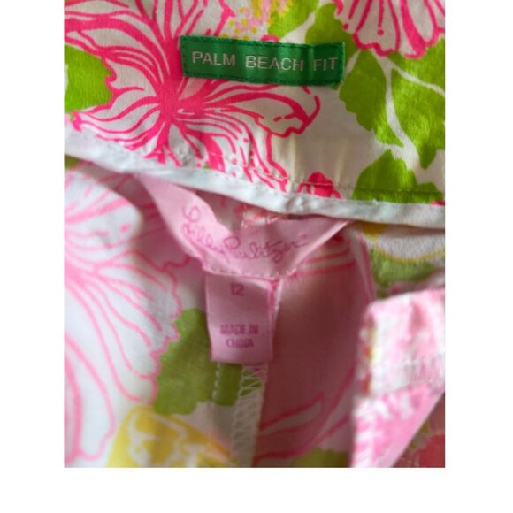 Lilly Pulitzer Pink Floral Palm Beach Fit Ankle Pants Size 12 - Picture 2 of 4